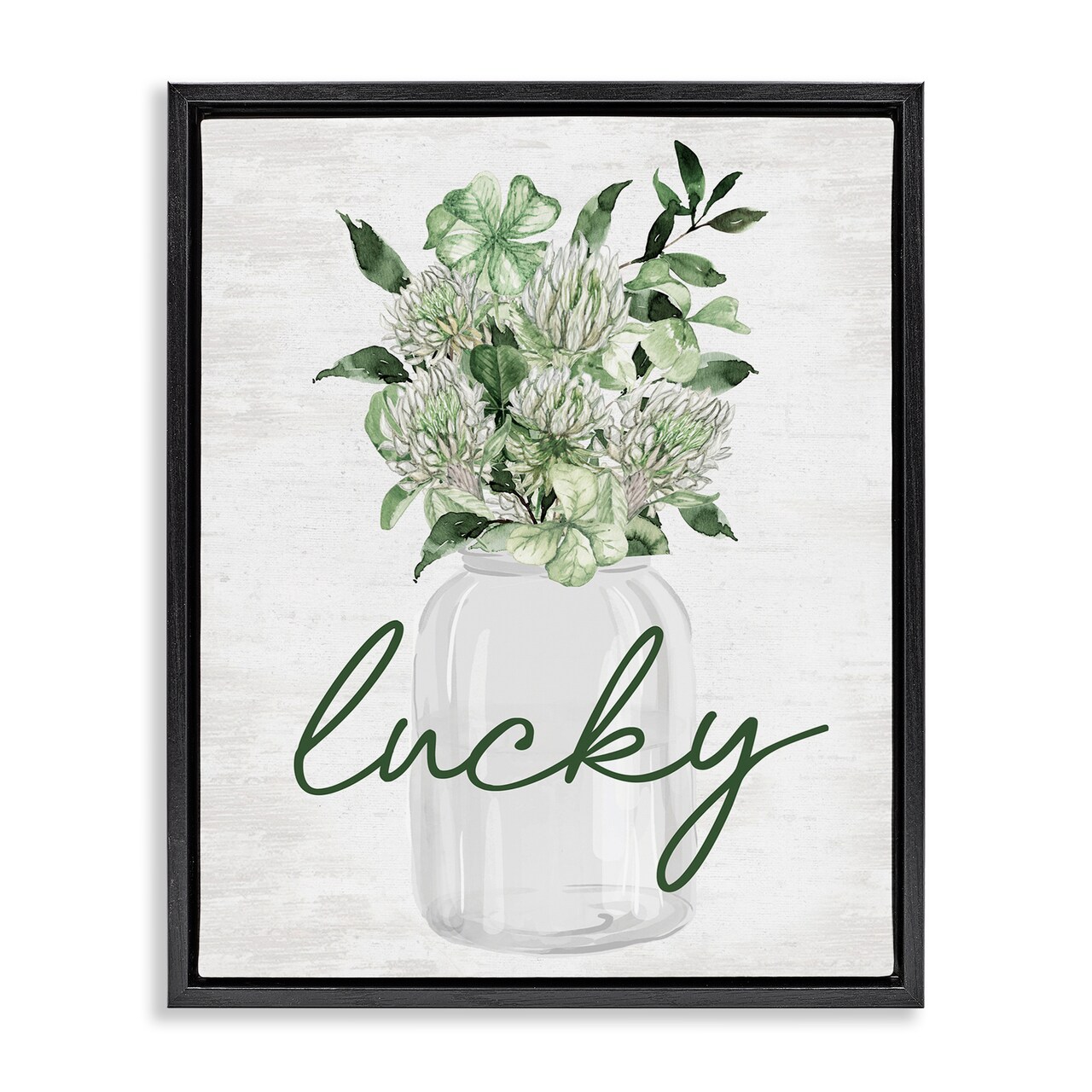 Stupell Industries Lucky Spring Botanicals Black Framed Floater Canvas Wall Art, design by Lettered and Lined